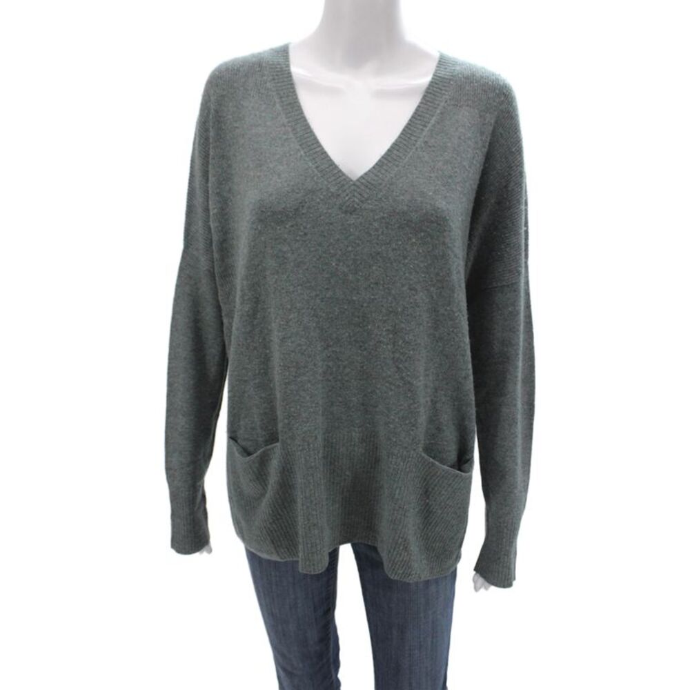 Repeat Womens Gray V-Neck Pullover Sweater 80% Wool Long Sleeve Size S